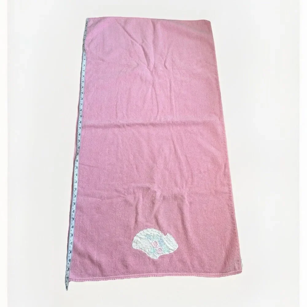 Vintage Cannon USA Bathroom Towels (5) Pink Embroidered
